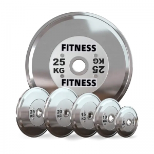 china Fitness Silver Chrome Steel Olympic Weight Plates Electroplating Durable Eco-Friendly Waterproof Weightlifting Powerlifting